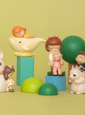 白夜童话七月兔摆件汽车手办少女心桌H面小装饰品送女生日新年礼