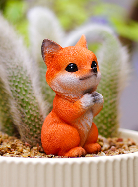 创意九柱狐狸多肉仙人柱猴尾栽花盆尾装饰摆饰阳台花园微景观造景