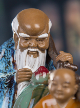 石湾陶瓷寿星公招财童子祝寿贺寿礼品送长辈老人爷爷奶奶礼物