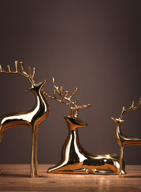 黄铜厅摆件轻奢电视柜摆设样板房玄关新中式装饰品