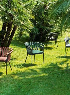 户外休闲餐桌椅组合室外露台岩板桌子庭院藤椅阳光房别墅藤编家具