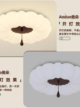 宋氏美学中古奶油风卧室灯吸顶灯中山创意南瓜花瓣主卧灯跨境房间