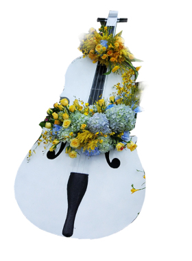 户外大提琴花架雕塑落地摆件创意金属婚庆道具园林庭院景观装饰品