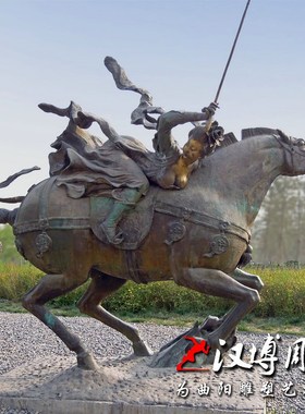 打马球人物雕塑户外小品玻璃钢仿铜古少女人物景观广场铜雕定制