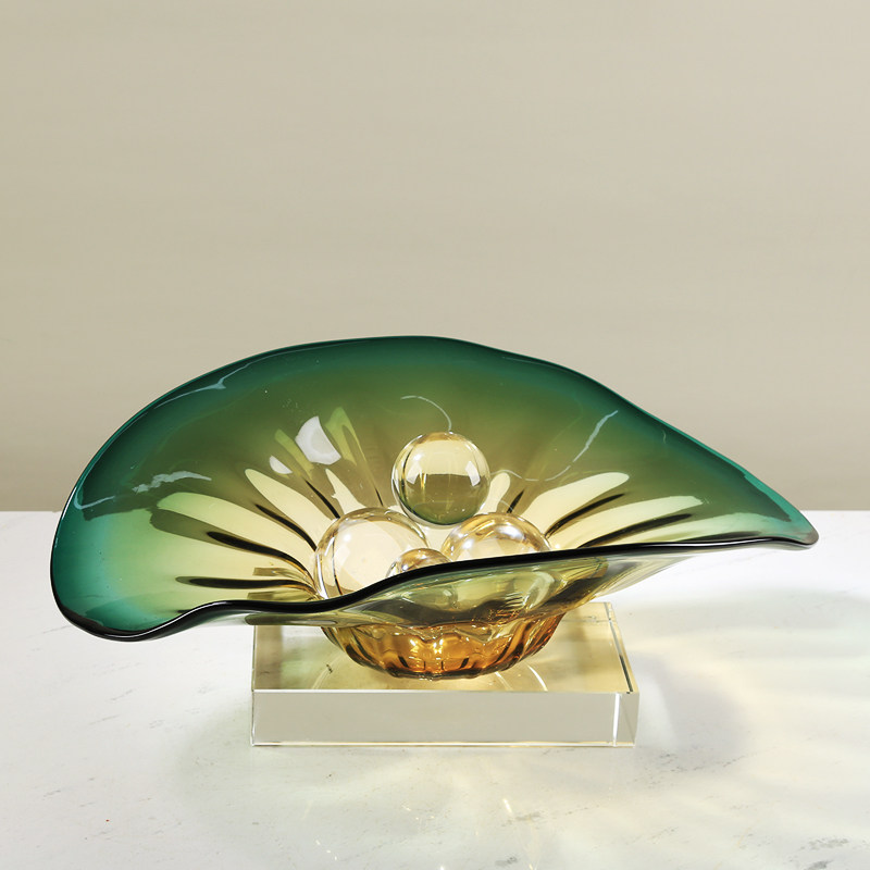 轻奢扇形琉璃超大果盘现客厅售楼处酒店大堂茶几桌面家用水果,淘宝优惠券,粉丝福利购,淘宝优惠卷