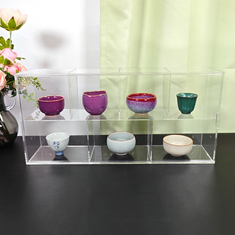亚克格子茶具收纳盒杯架紫砂壶展示架茶壶柜桌面置物架透明多宝阁 - 图0