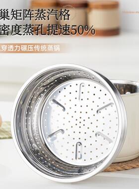 韩式汤锅304不锈钢三层钢奶锅复底陶瓷漆辅食煮面煮粥加厚蒸汤锅