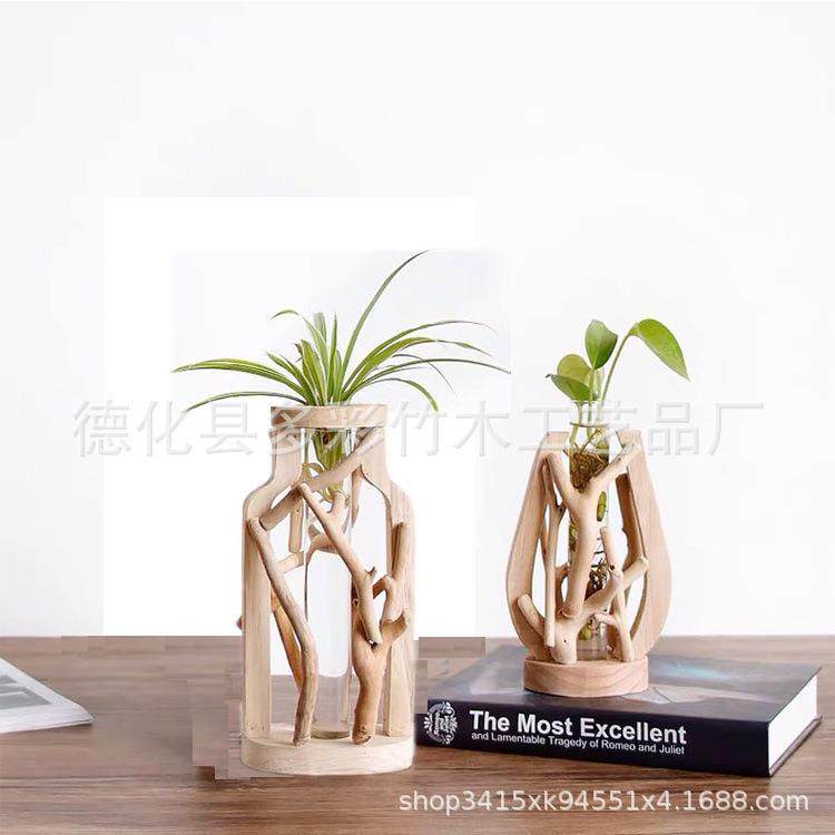 木质手工漂流木水培花器花瓶景观摆件绿植水培试管花器田园小盆栽,淘宝优惠券,粉丝福利购,淘宝优惠卷