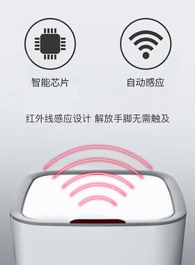 思索方形智能垃圾桶感应式客厅厨房卧室家用垃圾桶带盖静音垃圾桶