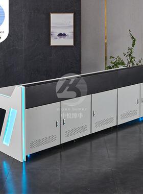 现代简约监控中心控制台工厂值班室电脑操作台调度台升降指挥桌