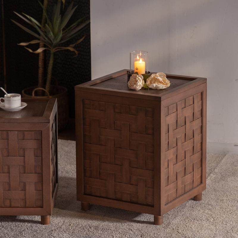 美式复古实木沙发边几民宿小户型家用收纳储物柜卧室床头柜边柜,淘宝优惠券,粉丝福利购,淘宝优惠卷