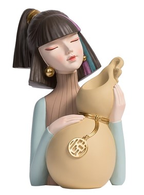 留象女孩花瓶摆件客厅插花花器餐桌桌面干花花插家居装饰品