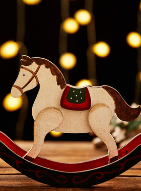 复古耶诞木马装饰品家用耶诞节日装饰小型场景氛围布置摆件礼物