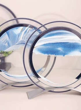 3d立体创意镜面流沙画客厅摆件解压居家装饰品沙漏生日礼物送礼