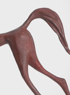 新中式动物马摆件红色高脚瘦马装饰摆件样板房桌面书柜装饰品