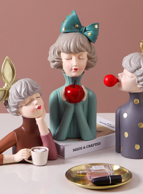 轻结可爱少件蝴蝶结女孩摆女卧室装饰桌面摆设乔迁奢婚送礼物