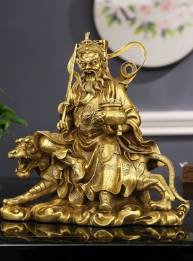 黄铜赵公明武财神佛像摆件