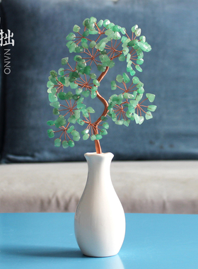 招财天然水晶树迎客松玄关电视柜酒柜家居装饰摆件办公室客厅礼物