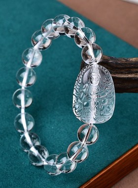 天然白水晶本命佛千手观音手链属鼠男士女礼物手串饰品吉祥物佛珠