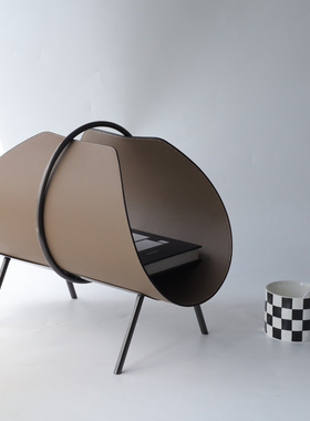 金属皮革轻奢杂志收纳架样板间书房书架报刊摆件饰品