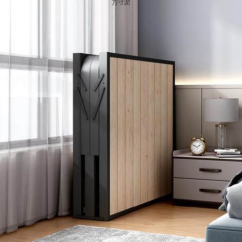 折叠床单人床1米2家用简易床成人出租房用1米5宿舍铁床实木床 - 图2