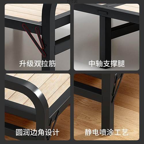 折叠床单人床1米2家用简易床成人出租房用1米5宿舍铁床实木床 - 图0