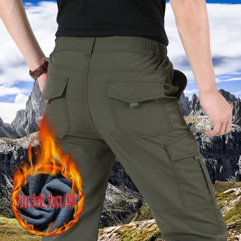 男裤秋冬款防风抓绒速干裤男直筒宽松裤冬季加绒工装裤加厚软壳裤,淘宝优惠券,粉丝福利购,淘宝优惠卷