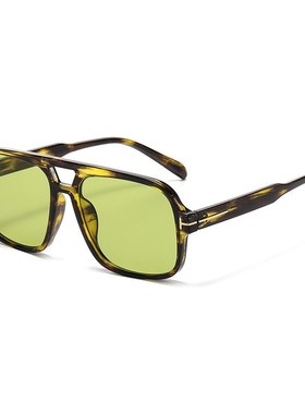 欧美大框双梁浅色墨镜女橄榄绿复古潮流个性太阳眼镜男潮海边旅行