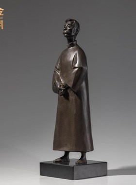 《鲁迅》铜金岁月全黄铜经典人物摆件工艺品书房桌面文艺风装饰品