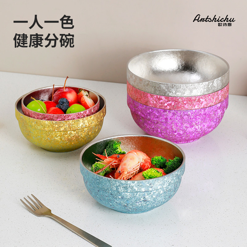 欧诗厨纯钛碗家用双层防烫钛碗防面碗汤碗乔迁新婚礼物送礼