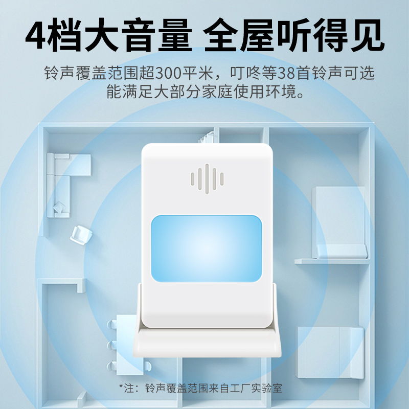 免插电门铃家用无线充电款超远距离不用插电遥控电子玲老人呼叫器 - 图2
