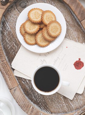 木质托盘仿古茶盘下午茶点心盘收纳木盘民宿果盘装饰摆件