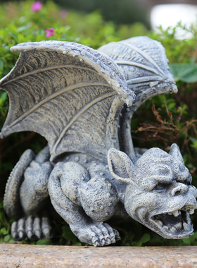花园杂货 庭院小摆件 树脂小怪兽饰魔雕像创意动物园艺装恶品摆件