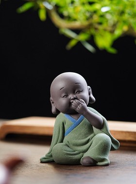 创意陶瓷四不小摆件家居客厅书房人物可爱小沙弥装饰摆设