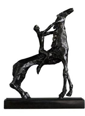 现代轻奢新中式抽象马摆件样板房家居客厅电视柜玄关金色软装饰品