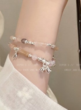 新中式铃兰花竹节串珠手链女轻奢小众高级感手串2024新款情侣手饰