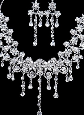 水钻项链女设计轻奢小众高级感锁骨链夸张礼服颈链套装新娘配饰品