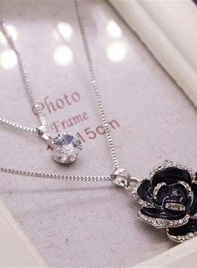 日韩时尚百搭简约双层吊坠饰品项链衣服配饰女毛衣链长款挂饰装饰