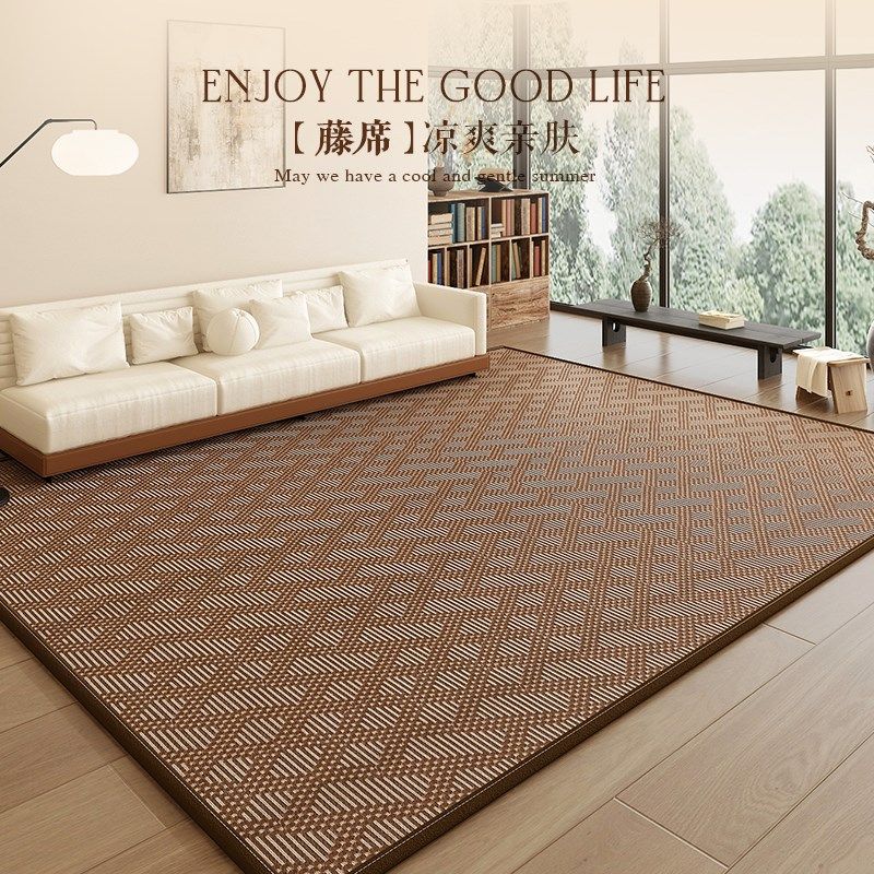 日式榻榻米地毯夏季新款凉席卧室藤编客厅地垫加厚免洗防滑定制,淘宝优惠券,粉丝福利购,淘宝优惠卷