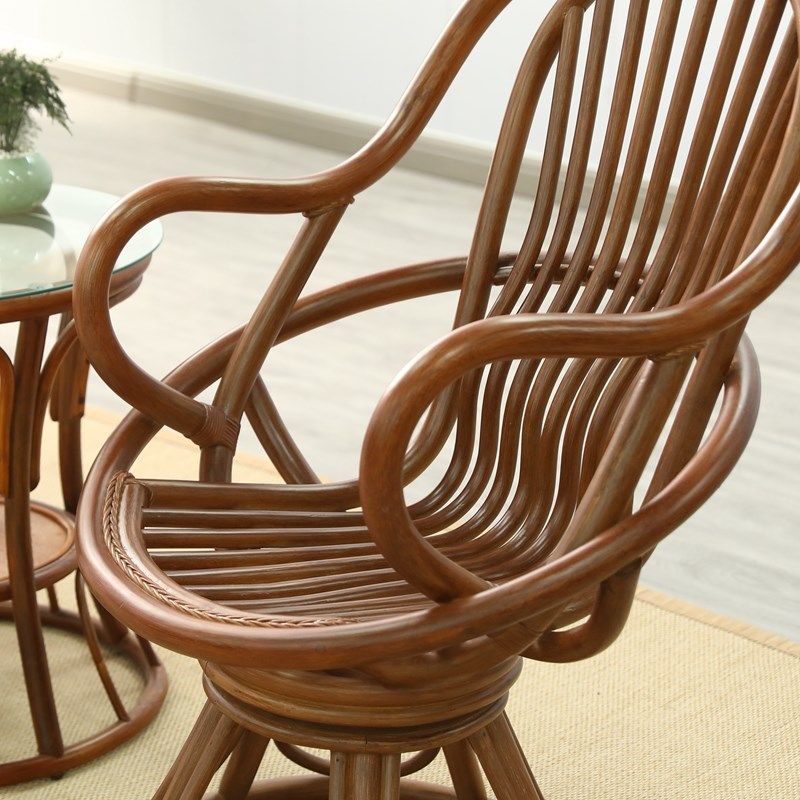 高背大号条形天然藤编单人转椅酒店客厅家用户外中式复古餐厅桌椅,淘宝优惠券,粉丝福利购,淘宝优惠卷
