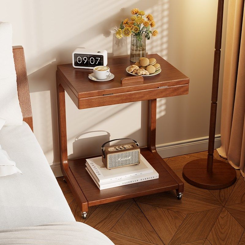 床边桌可移动电脑桌带轮实木床头置物桌倾斜桌沙发边几儿童学习桌,淘宝优惠券,粉丝福利购,淘宝优惠卷