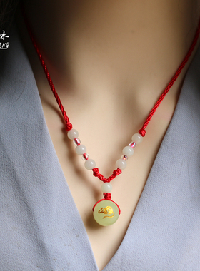 夜光珠十二生肖项链夜明珠红绳吊坠属相儿童男女学生小众设计配饰