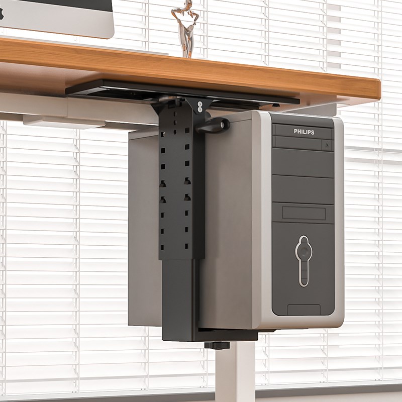 Host bracket suspended computer desktop chassis base under the table rotating bracket lifting adjustment telescopic storage rack