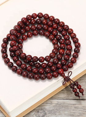 天然赞比亚小叶紫檀手串血檀木108颗佛珠男女文玩民族风念珠手链