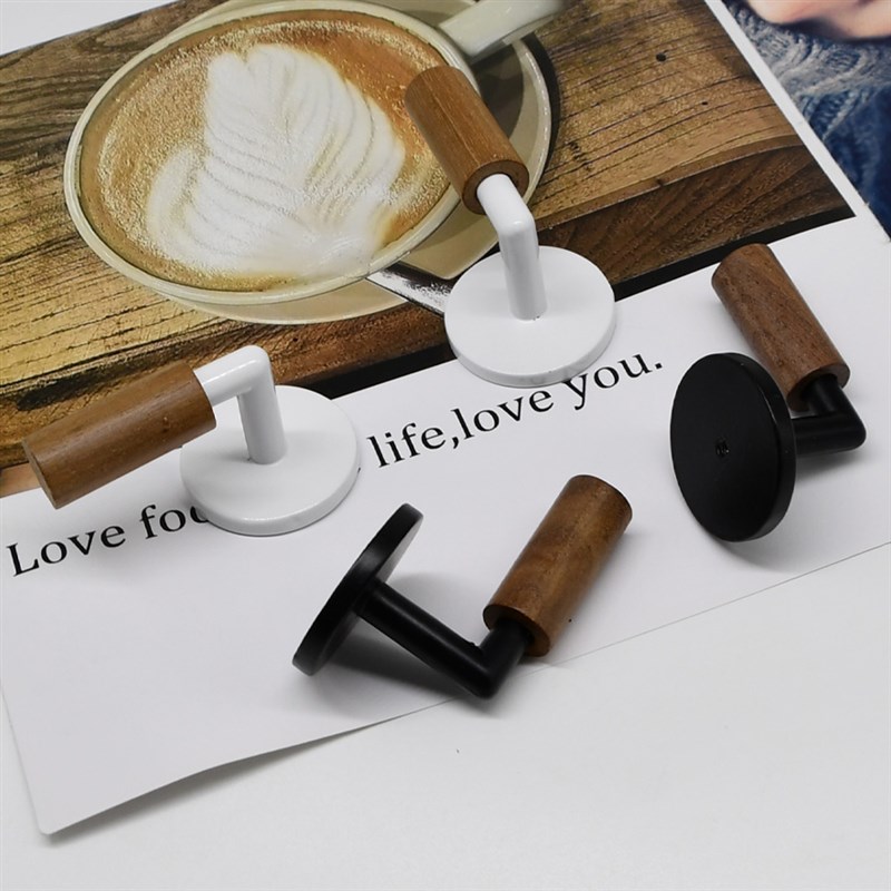 天河花边新款简约现窗帘墙钩锌合金檀木一对白复古钩子 - 图0