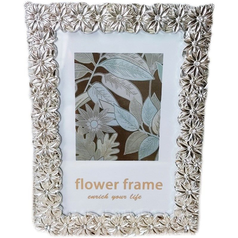 轻奢金属花朵6寸相框摆台白粉银色精致高级相架创意婚照,淘宝优惠券,粉丝福利购,淘宝优惠卷