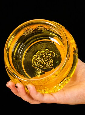 招财黄水晶聚宝盆琉璃摆件家用玄关客厅装饰开业乔迁聚财送礼礼品