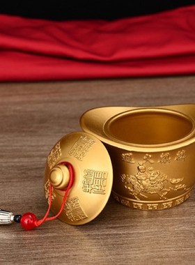 避火麒麟元宝盆厨房在东北角化解黄碎石辟壁必火龙罐黄铜摆件