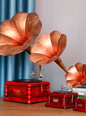 复古老式留声机摆件黑胶唱片机家居软装饰摄影道具客厅装饰品