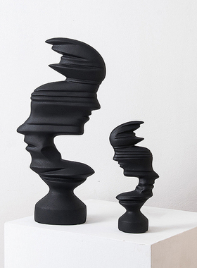 黑白视光抽象人物摆件玄简约售楼部酒店现关电哑柜树脂大装饰品